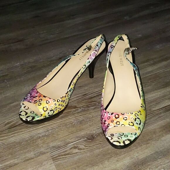 Nine West multi color Sharina2 peep toe heels - Picture 1 of 7